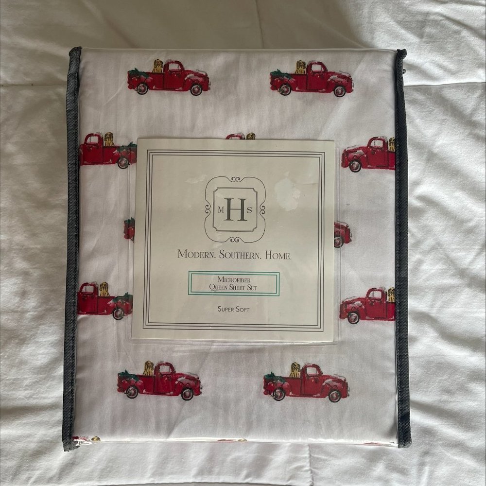 Modern Southern Home Christmas Microfiber Queen Sheet Set